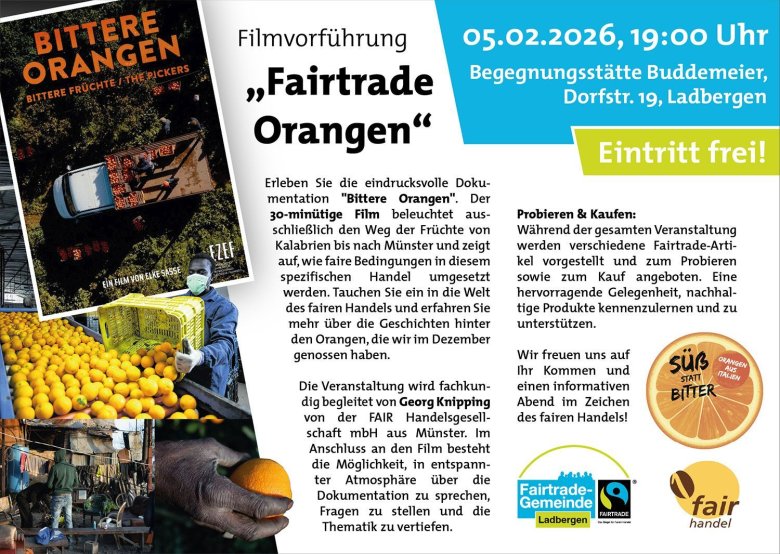 Ladbergen Fairtrade-Town - Anzeige Filmvorführung Orangen