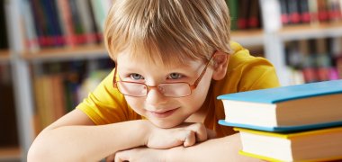 Boy in library